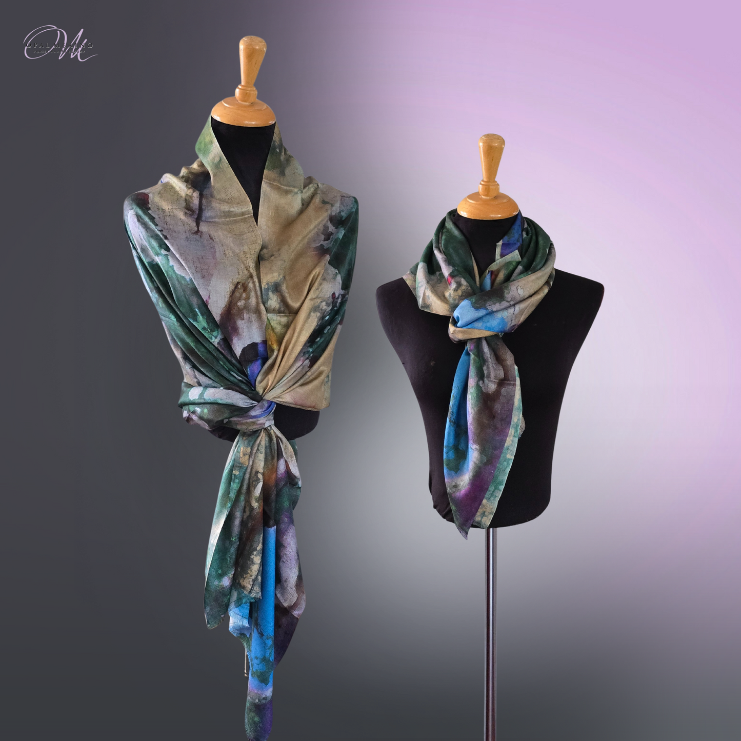Monet Green Pure Silk Shawl