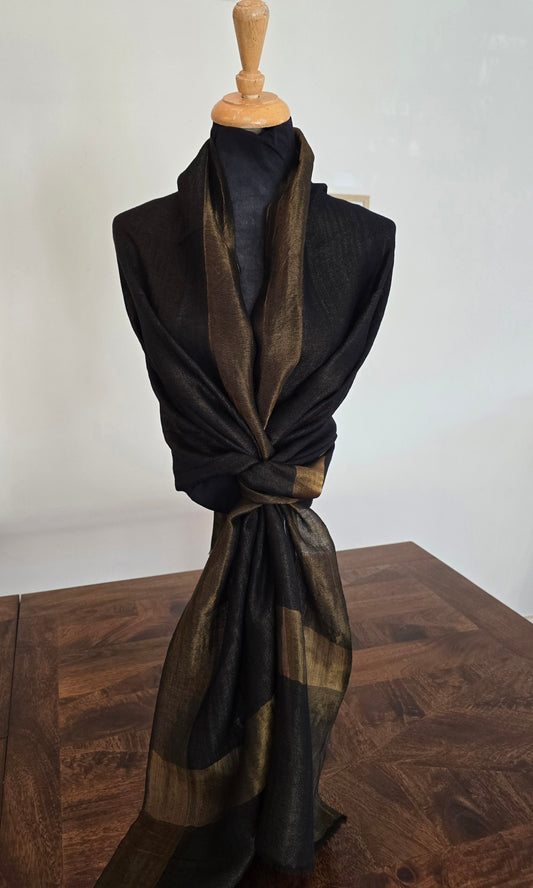 Black Gold Merino Wool & Lurex Shawl