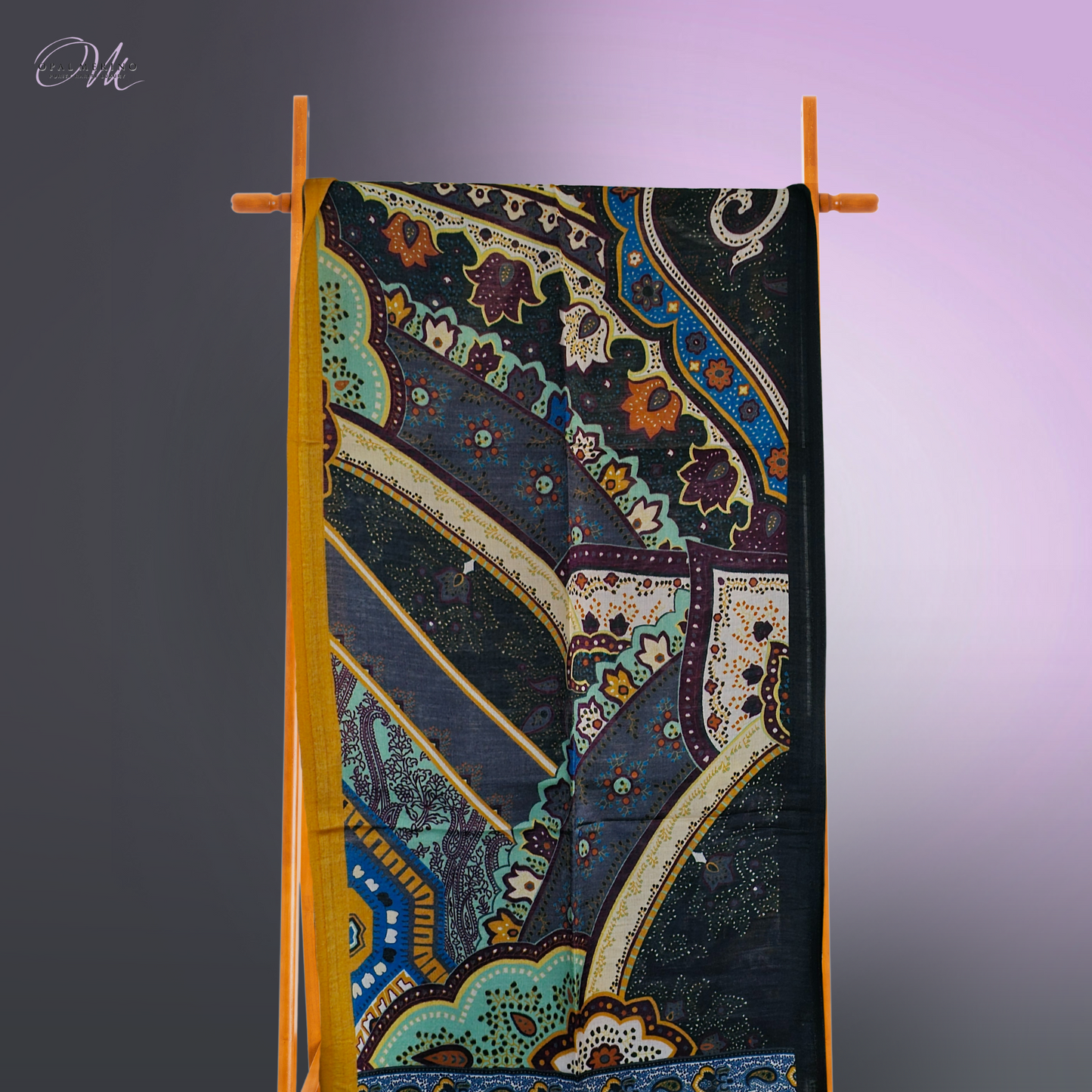 Mint Paisley Merino Silk Scarf