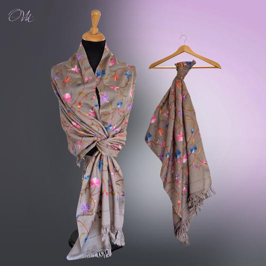 Mushroom Kash Star Merino Wool Shawl