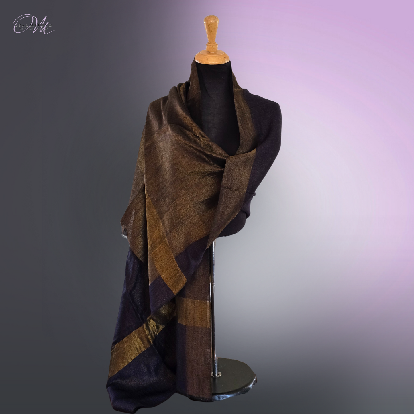 Navy Merino Wool & Lurex Shawl