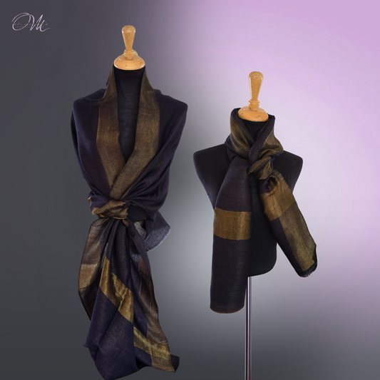 Navy Merino Wool & Lurex Shawl