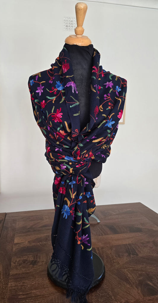 Navy Kash Star Merino Wool Shawl