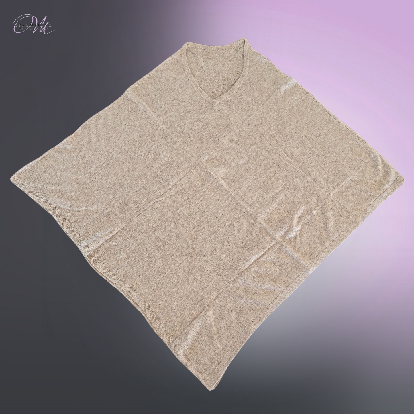 Oatmeal Poncho V-Neck Merino Cashmere Blend