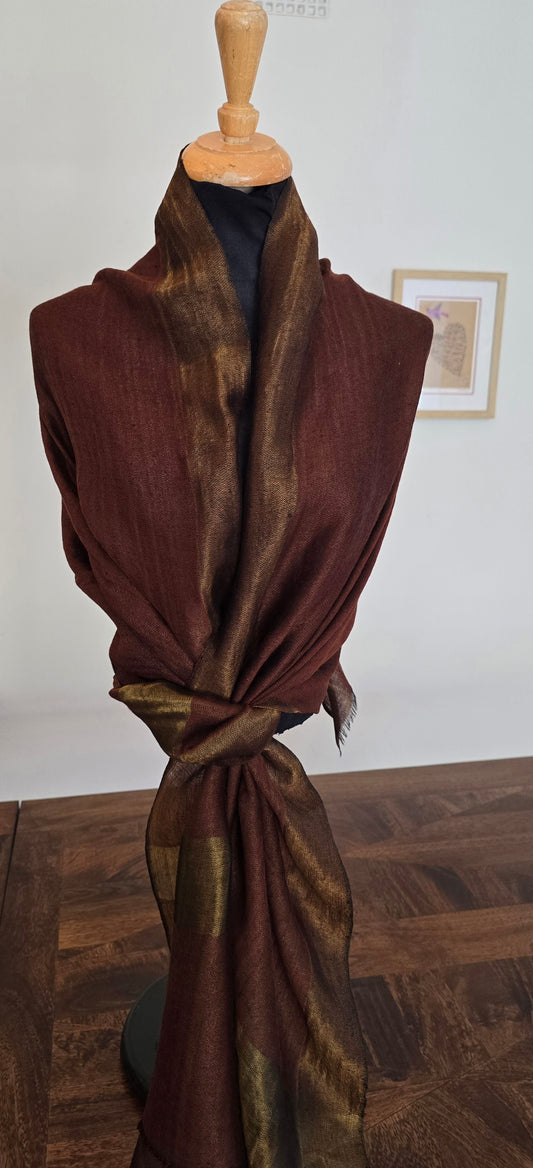 Rust Merino Wool & Lurex Shawl