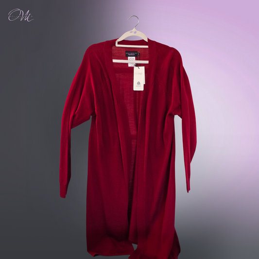 Rustic Red Pure Merino Wool Cardigan Extra Fine