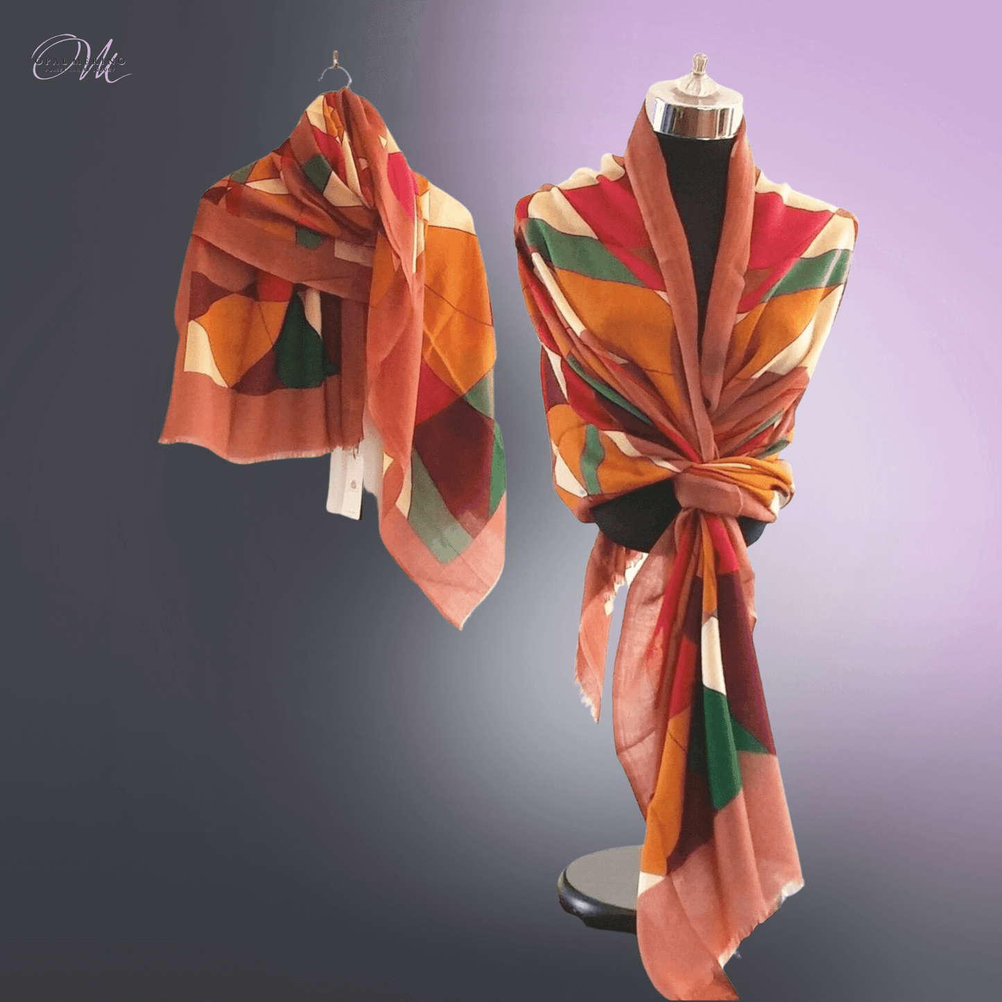 Stained Glass  Merino Wool Shawl Tan