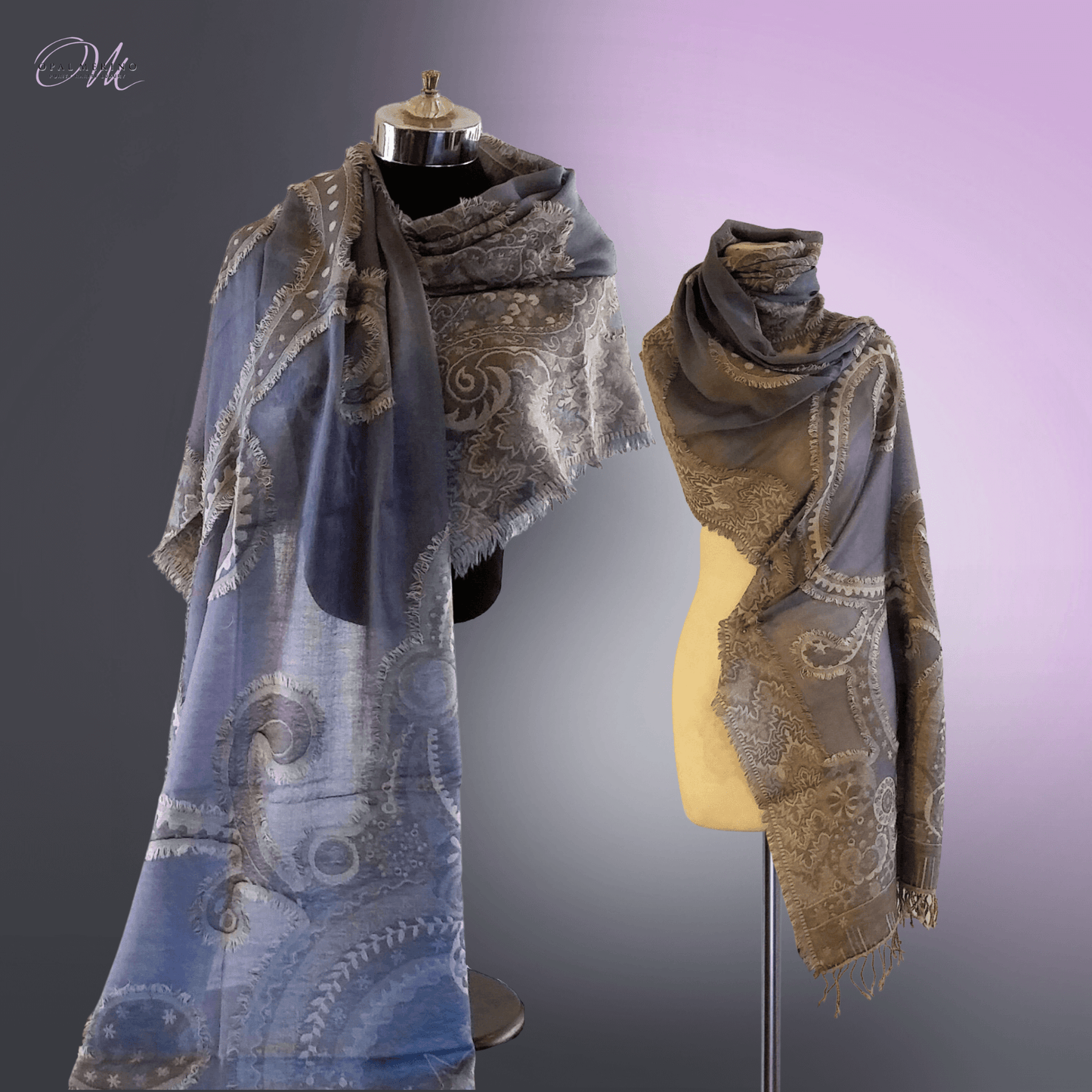 Steel Blue' Merino Wool Shawl