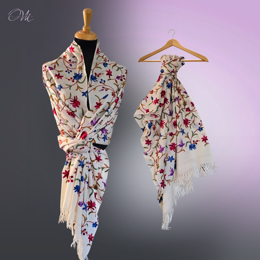 White Kash Star Merino Wool Shawl