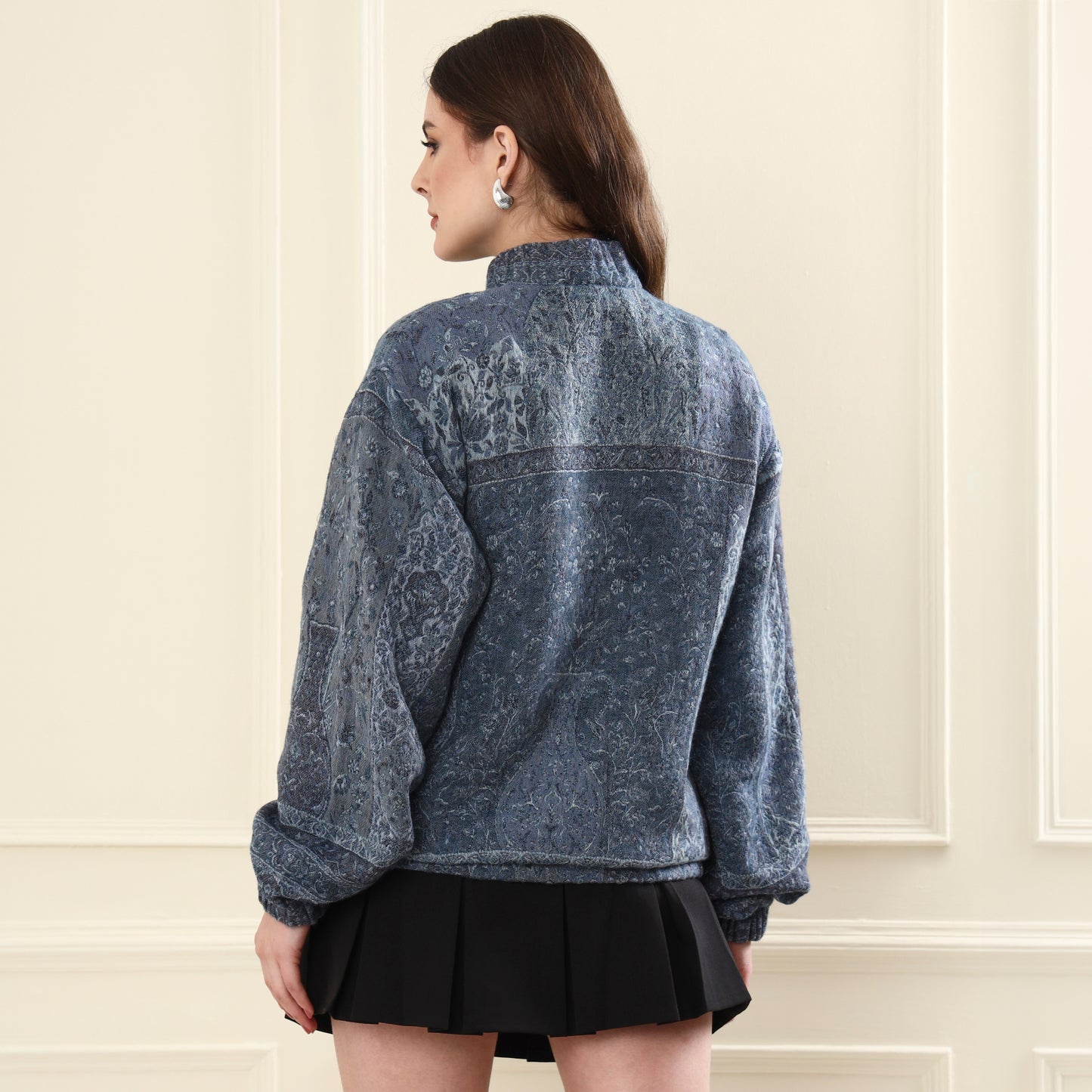 Merino Wool Bomber Jacket Blue