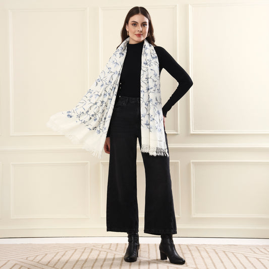 Pearl White Kash Star Merino Wool Shawl