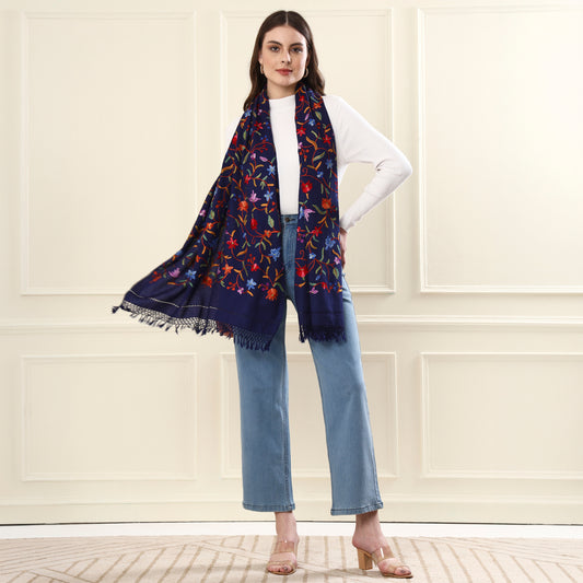 Navy Kash Star Merino Wool Shawl