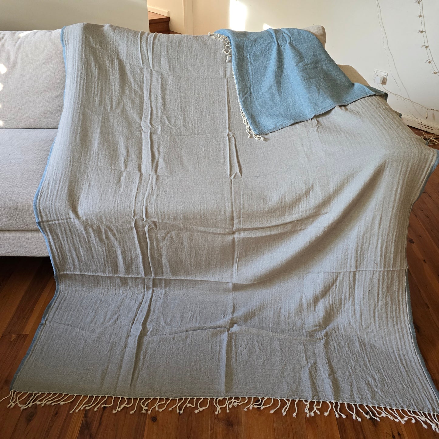 Merino Wool Blankets & Throws Baby Blue