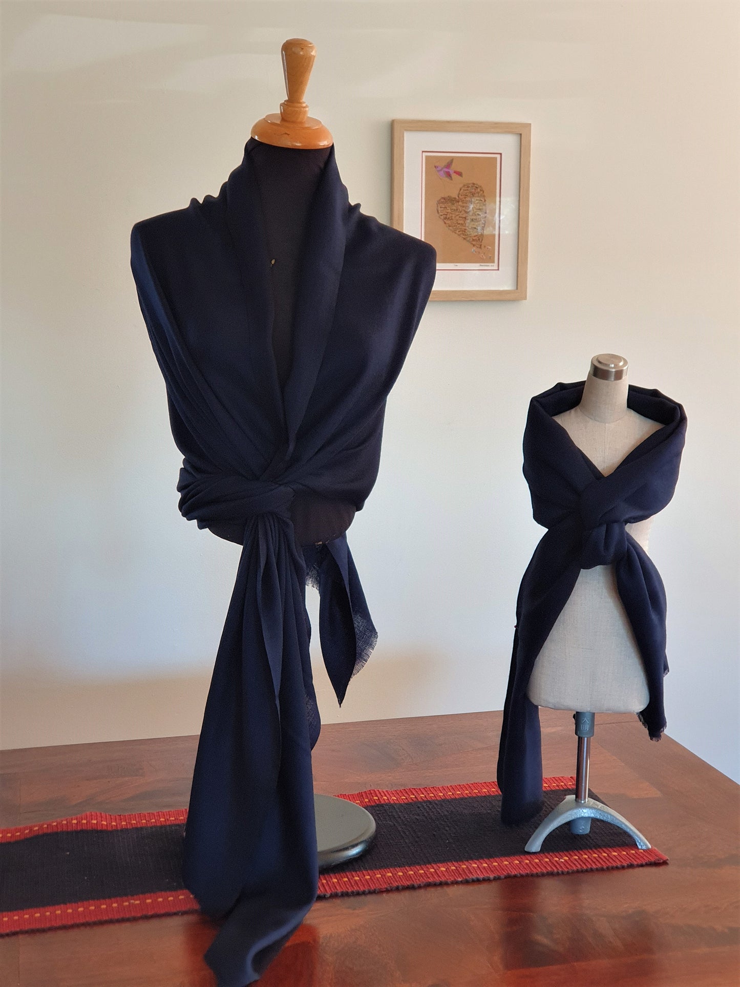 Navy Merino Wool & Silk Shawl