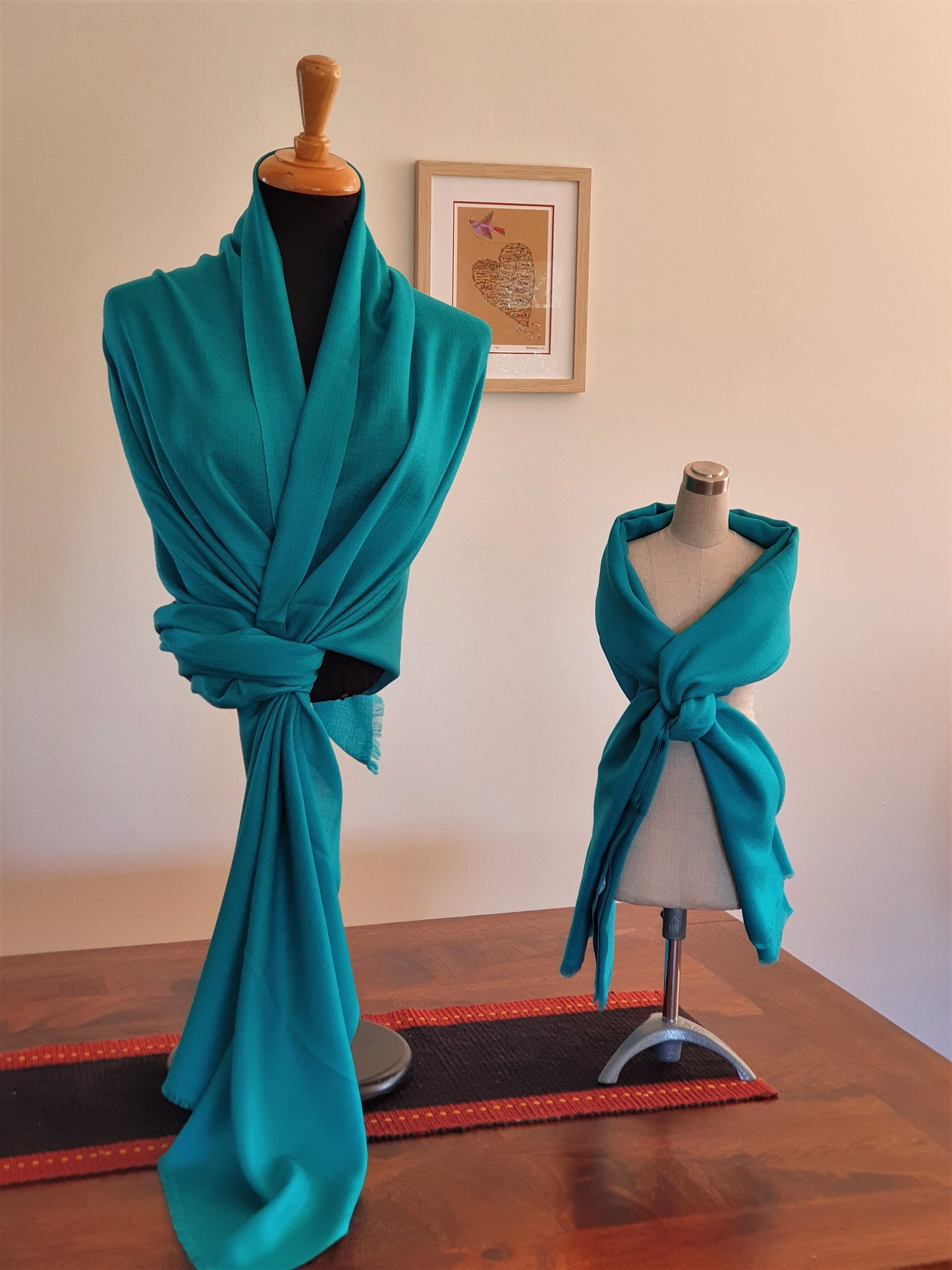 Teal Merino Wool & Silk Shawl