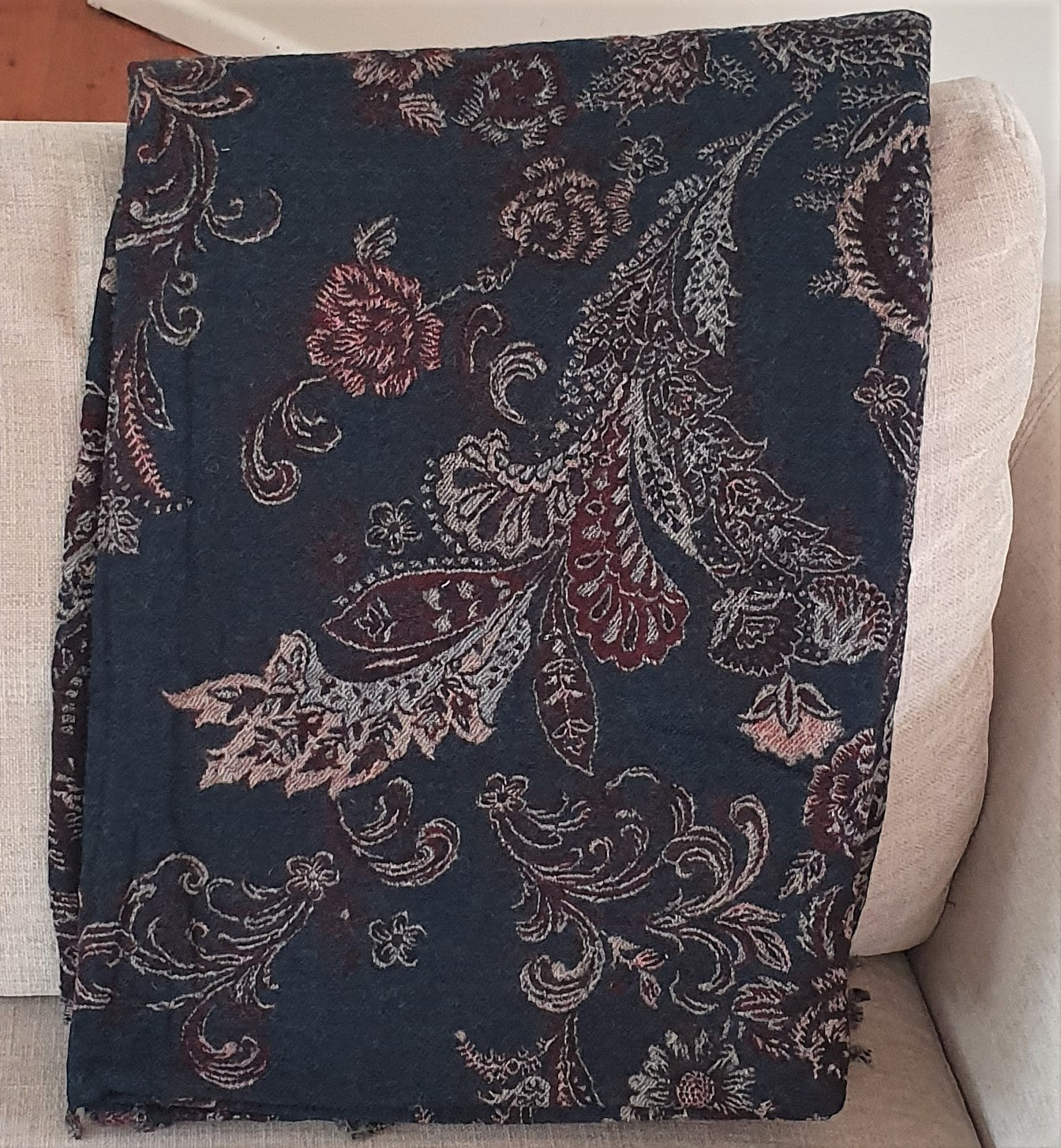 Merino Wool Blankets & Throws Petrol Blue Bouquet