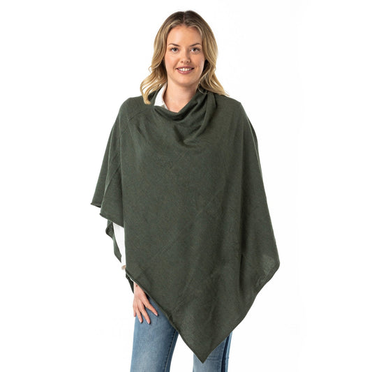 Moss Green Poncho Pure Merino Wool - Opal Merino
