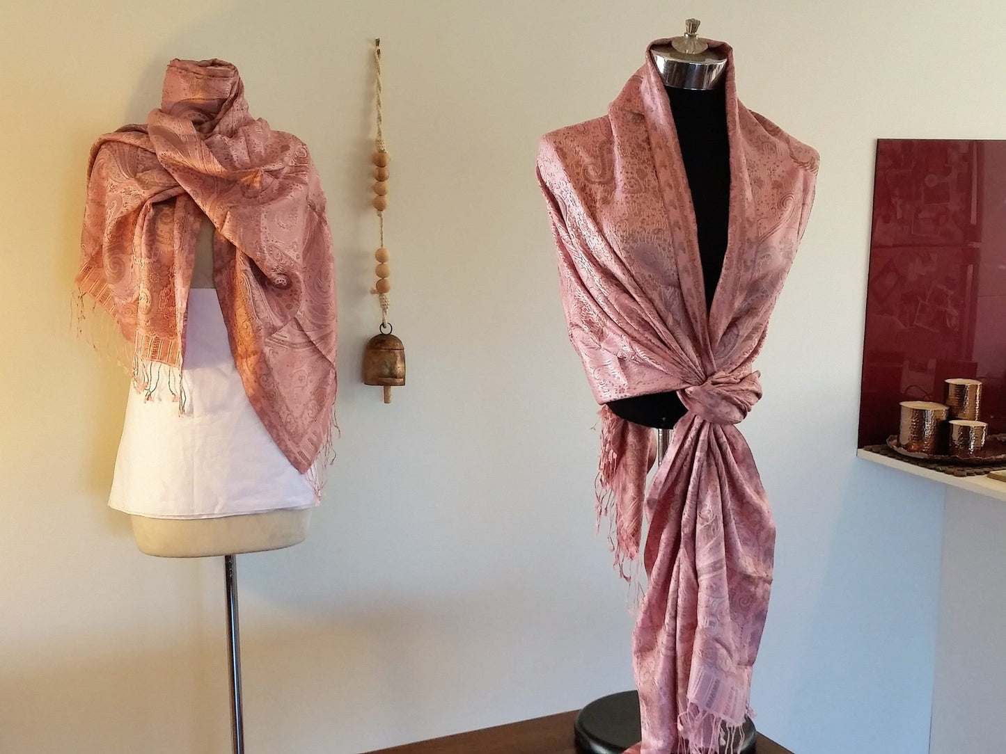 Mushroom Pink Pure Silk Shawl - Opal Merino