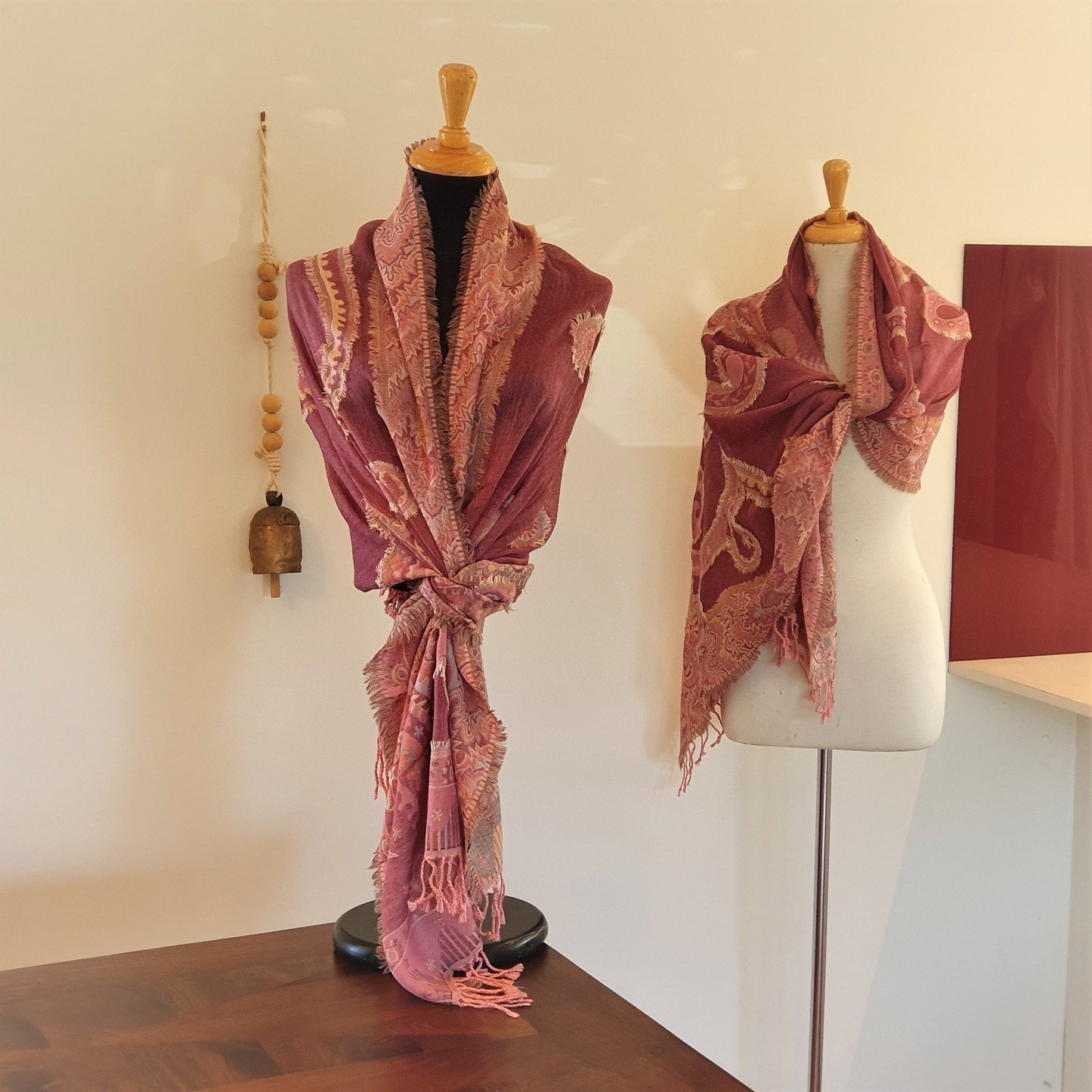 Pink Fray Merino Wool Shawl - Opal Merino