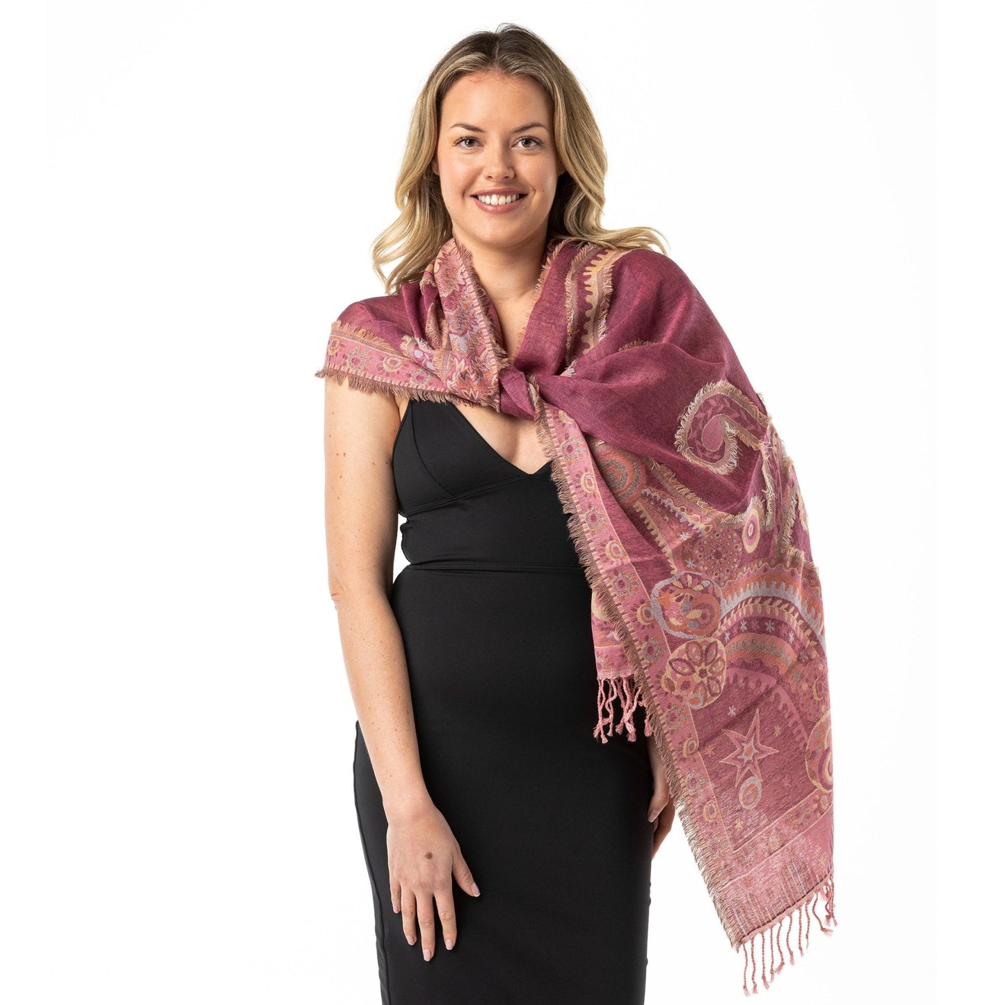 Pink Fray Merino Wool Shawl - Opal Merino