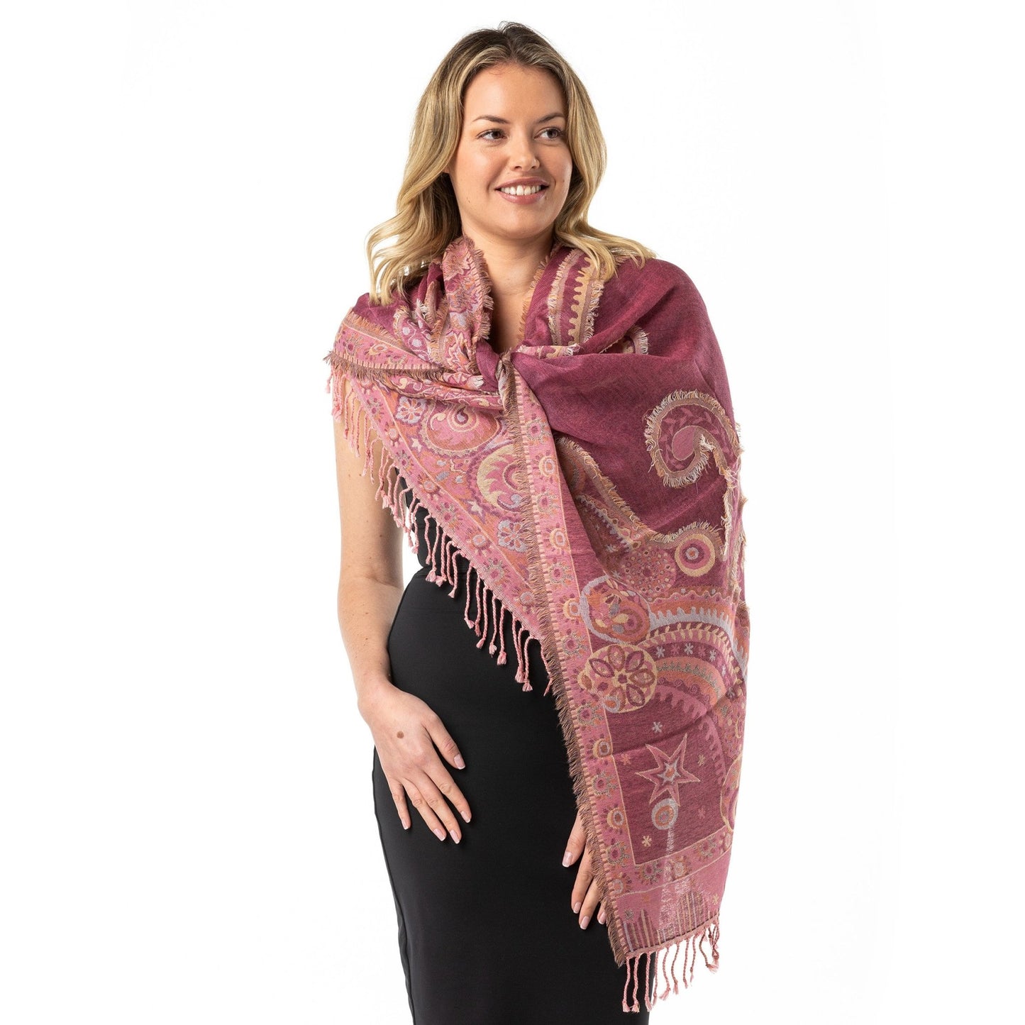 Pink Fray Merino Wool Shawl - Opal Merino