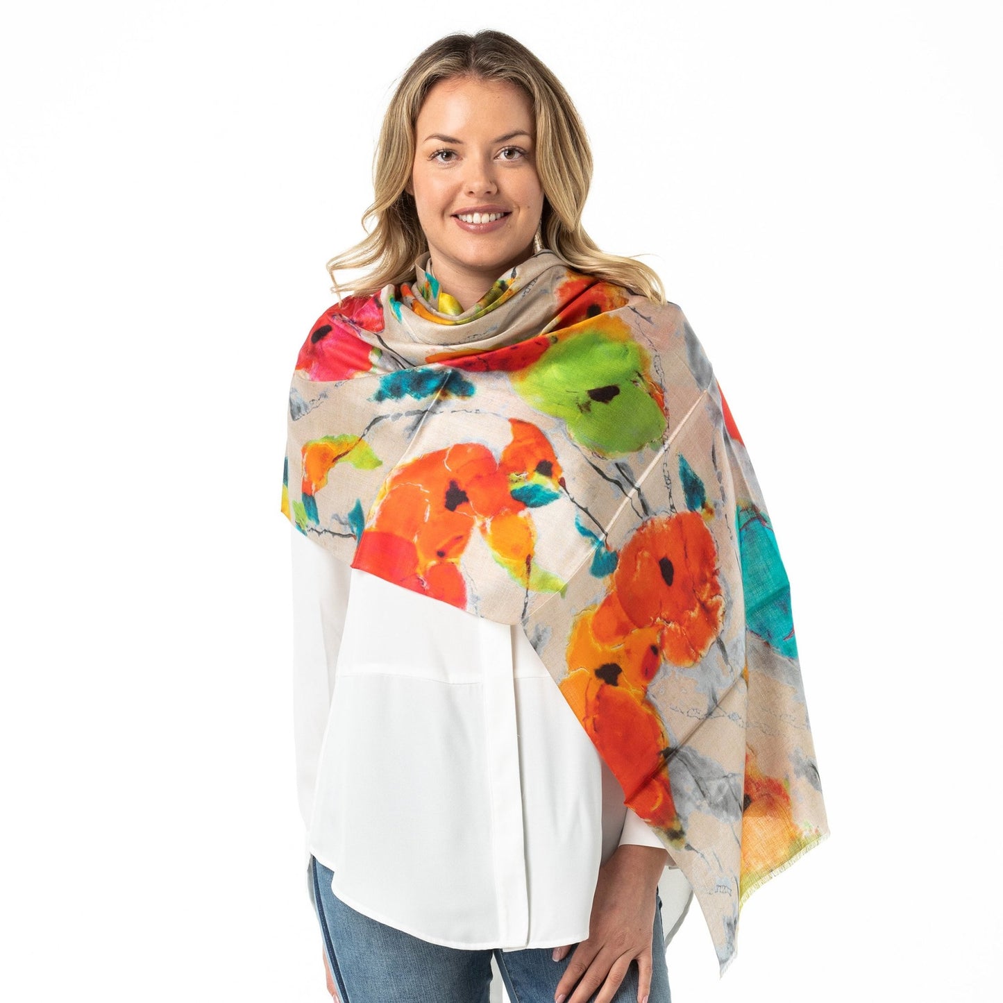 Pure Silk Shawl Poppy - Opal Merino