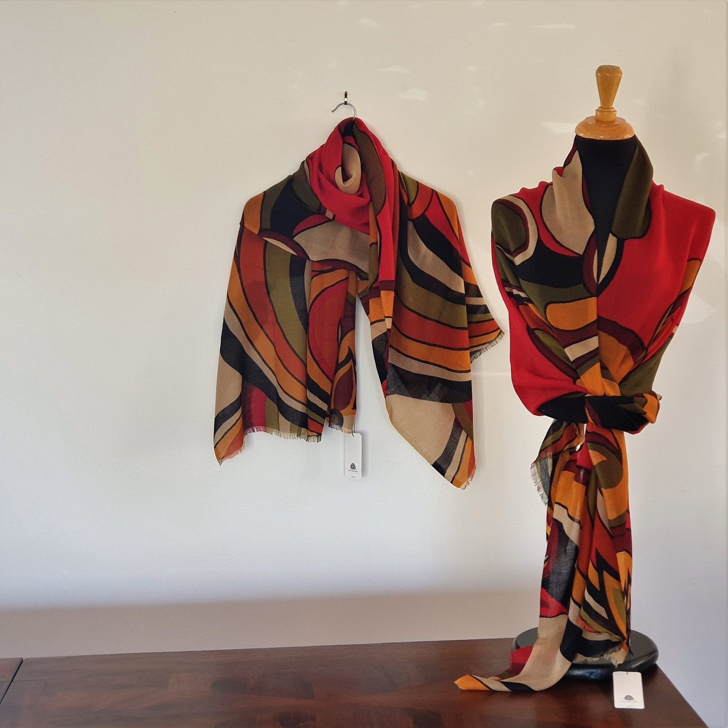 Retro Autumn Merino Wool Shawl - Opal Merino