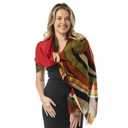 Retro Autumn Merino Wool Shawl - Opal Merino