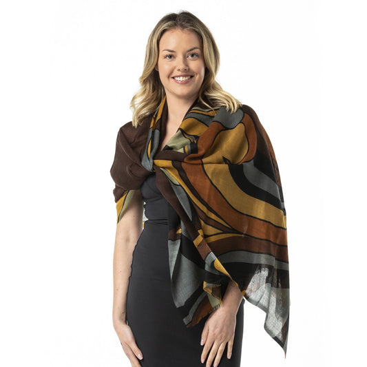 Retro Chocolate Merino Wool Shawl - Opal Merino