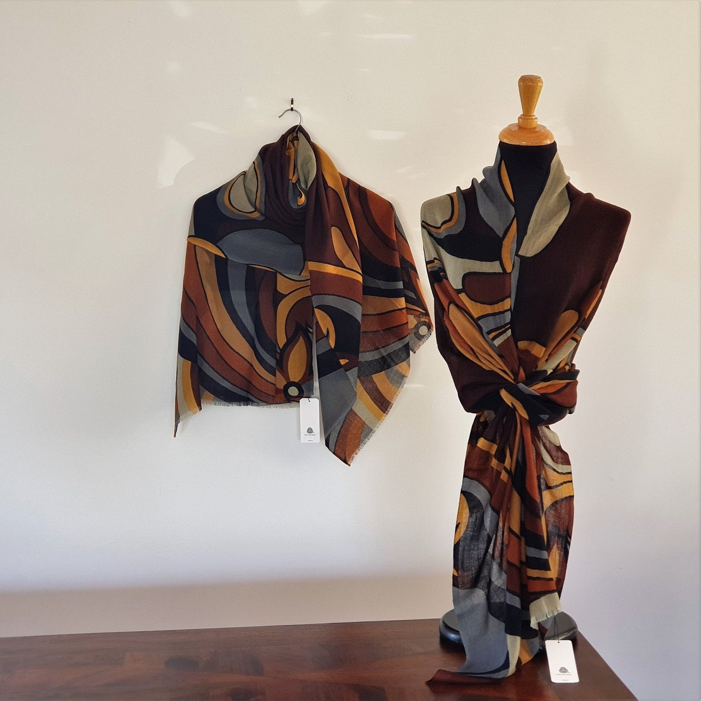 Retro Chocolate Merino Wool Shawl - Opal Merino