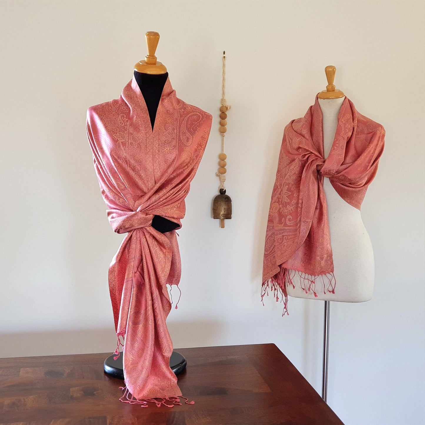 Rose Gold Pure Silk Shawl - Opal Merino