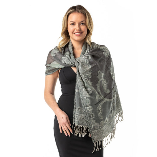 Six Shades Of Grey Merino Wool Shawl - Opal Merino