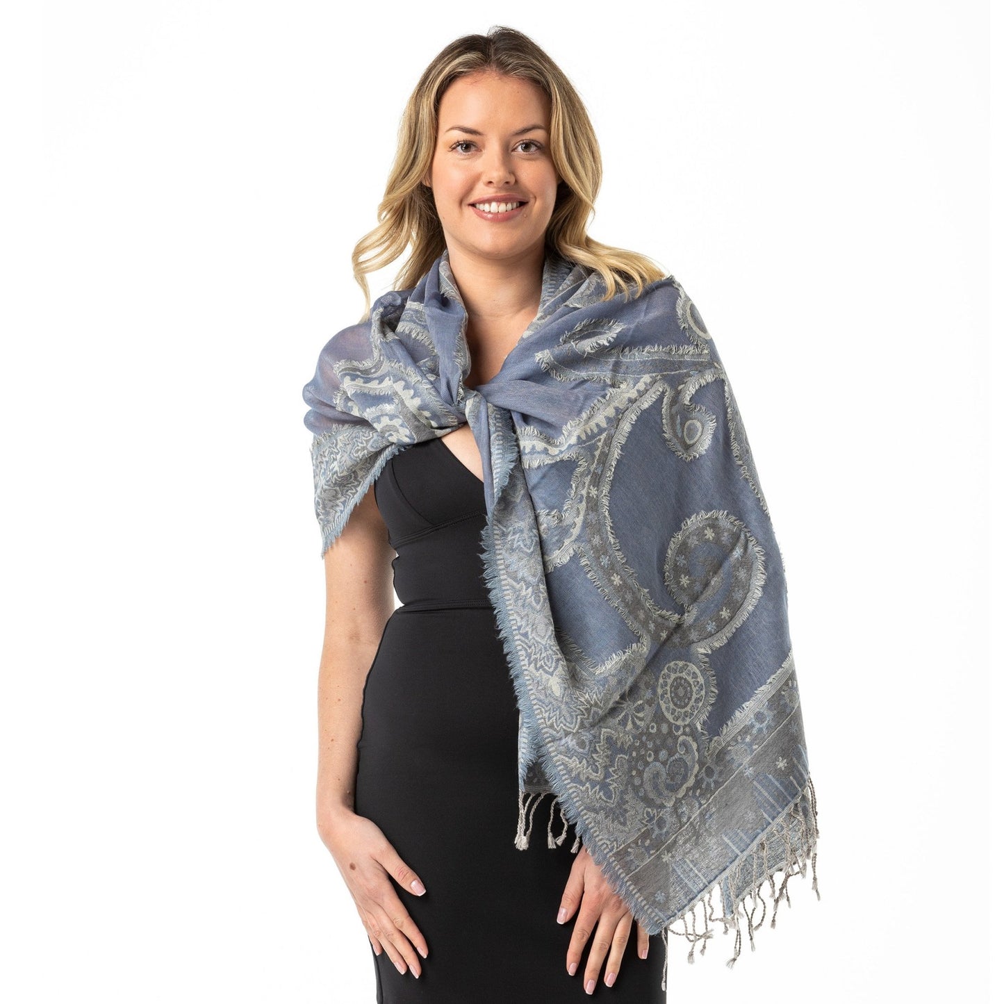 Steel Blue' Merino Wool Shawl - Opal Merino