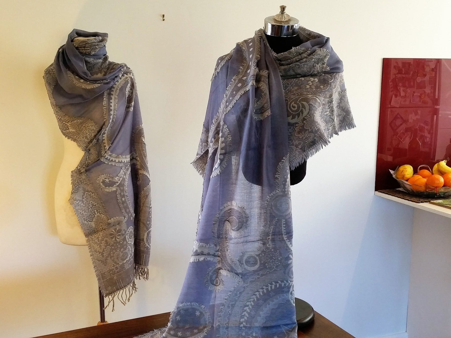 Steel Blue' Merino Wool Shawl - Opal Merino