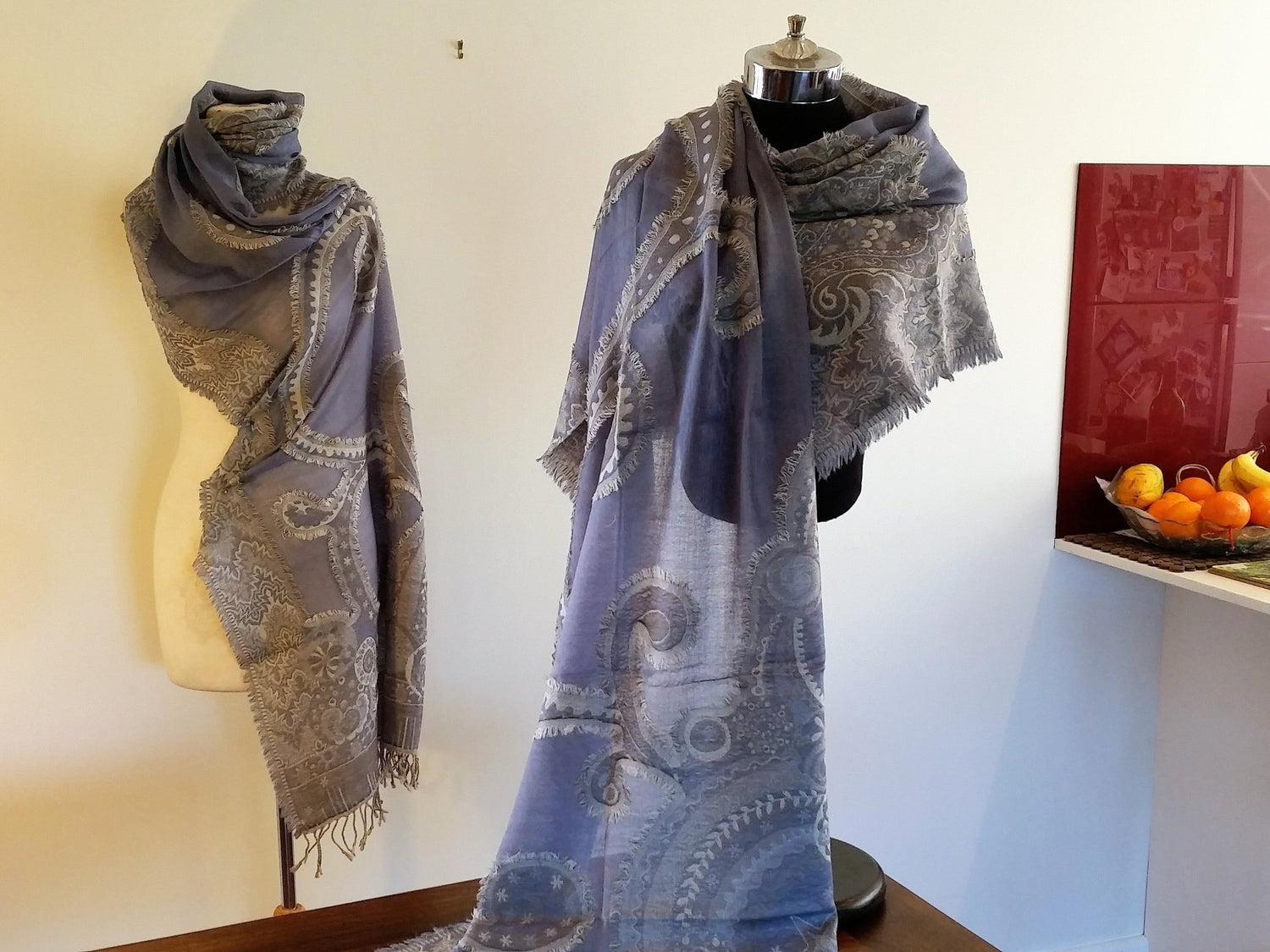 Steel Blue' Merino Wool Shawl - Opal Merino