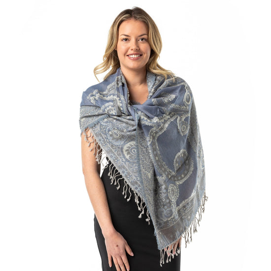 Steel Blue' Merino Wool Shawl - Opal Merino