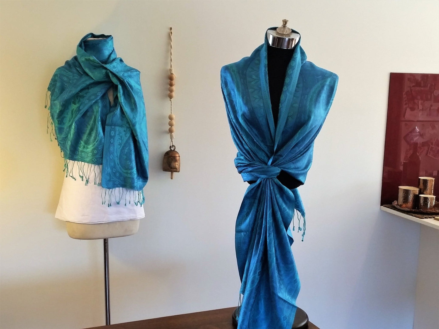 Turquoise Pure Silk Shawl - Opal Merino