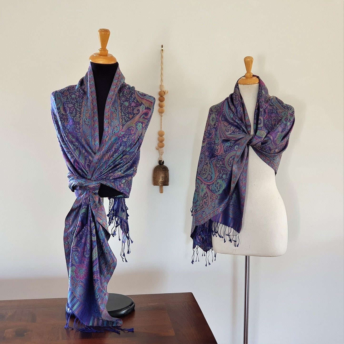 Violet Blue Pure Silk Shawl - Opal Merino