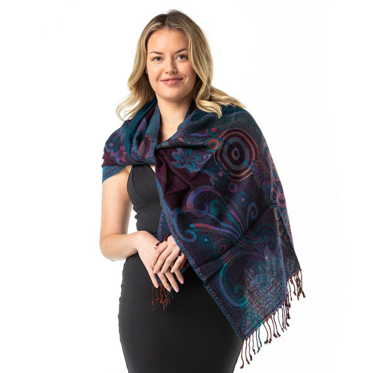 Wine Teal' Merino Wool Shawl - Opal Merino