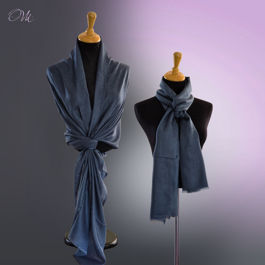 Slate Blue Merino Wool & Silk Shawl