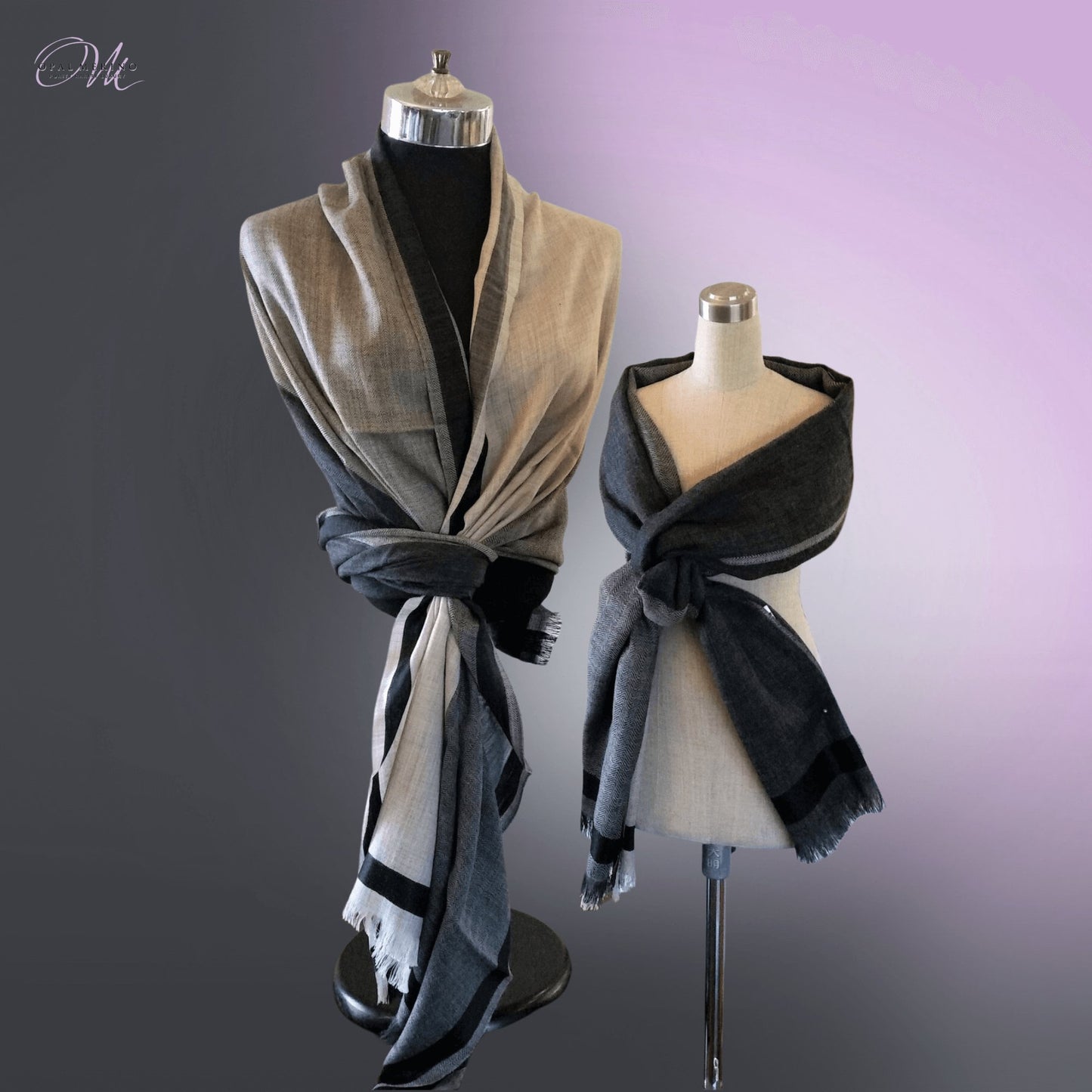 4 Shades Of Black Merino Wool & Silk Shawl - Opal Merino