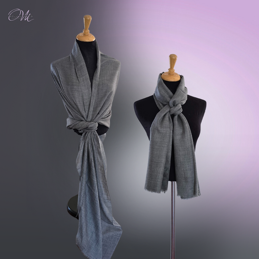 Light Grey Merino Wool & Silk Shawl