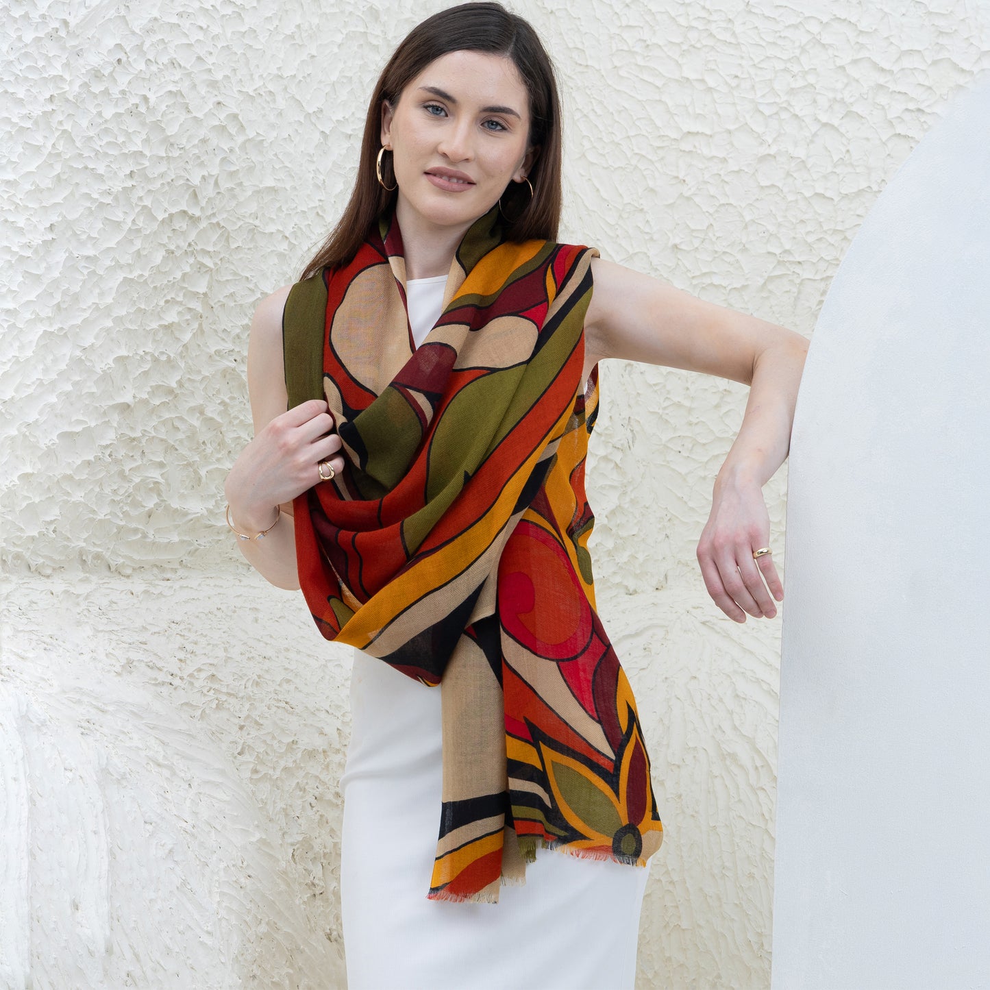 Retro Autumn Merino Wool Shawl