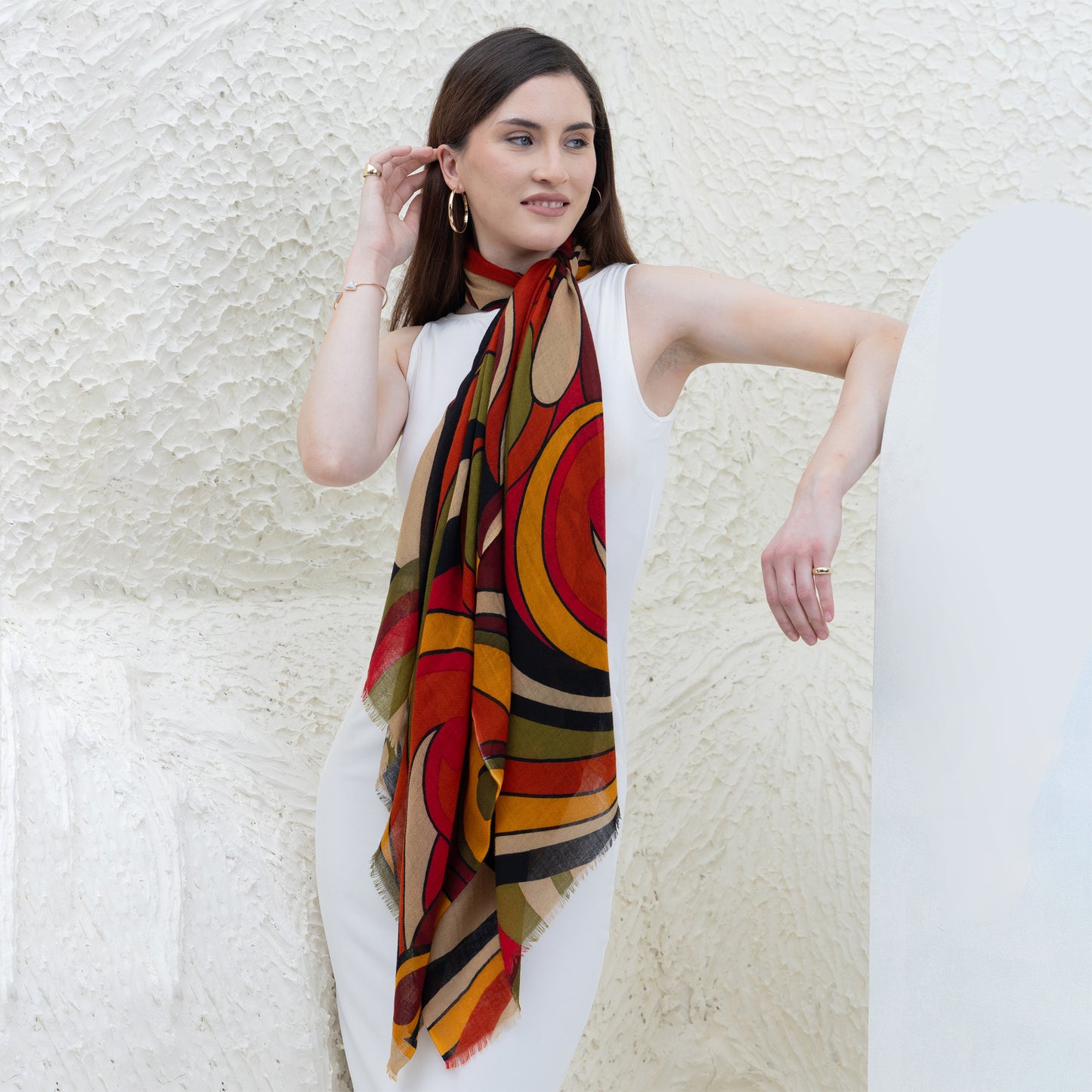 Retro Autumn Merino Wool Shawl