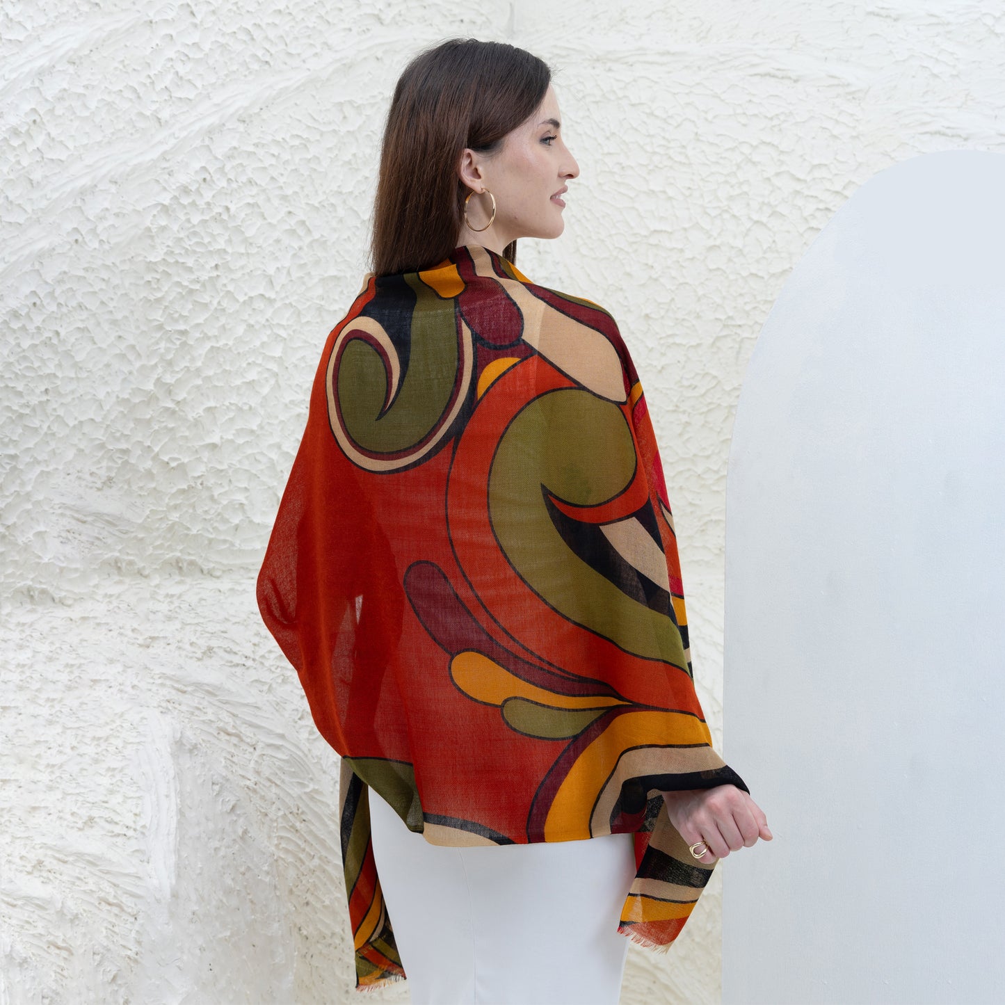 Retro Autumn Merino Wool Shawl