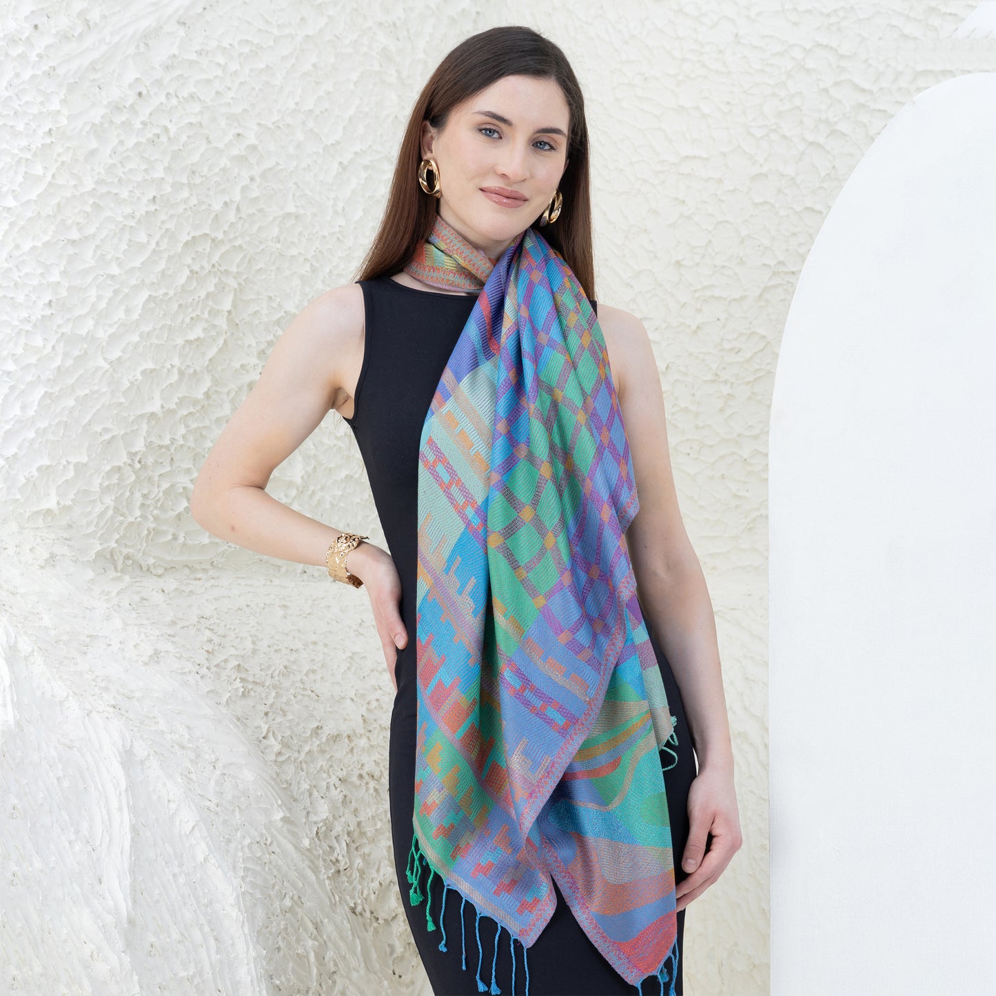 AB-Geo Mint Pure Silk Shawl