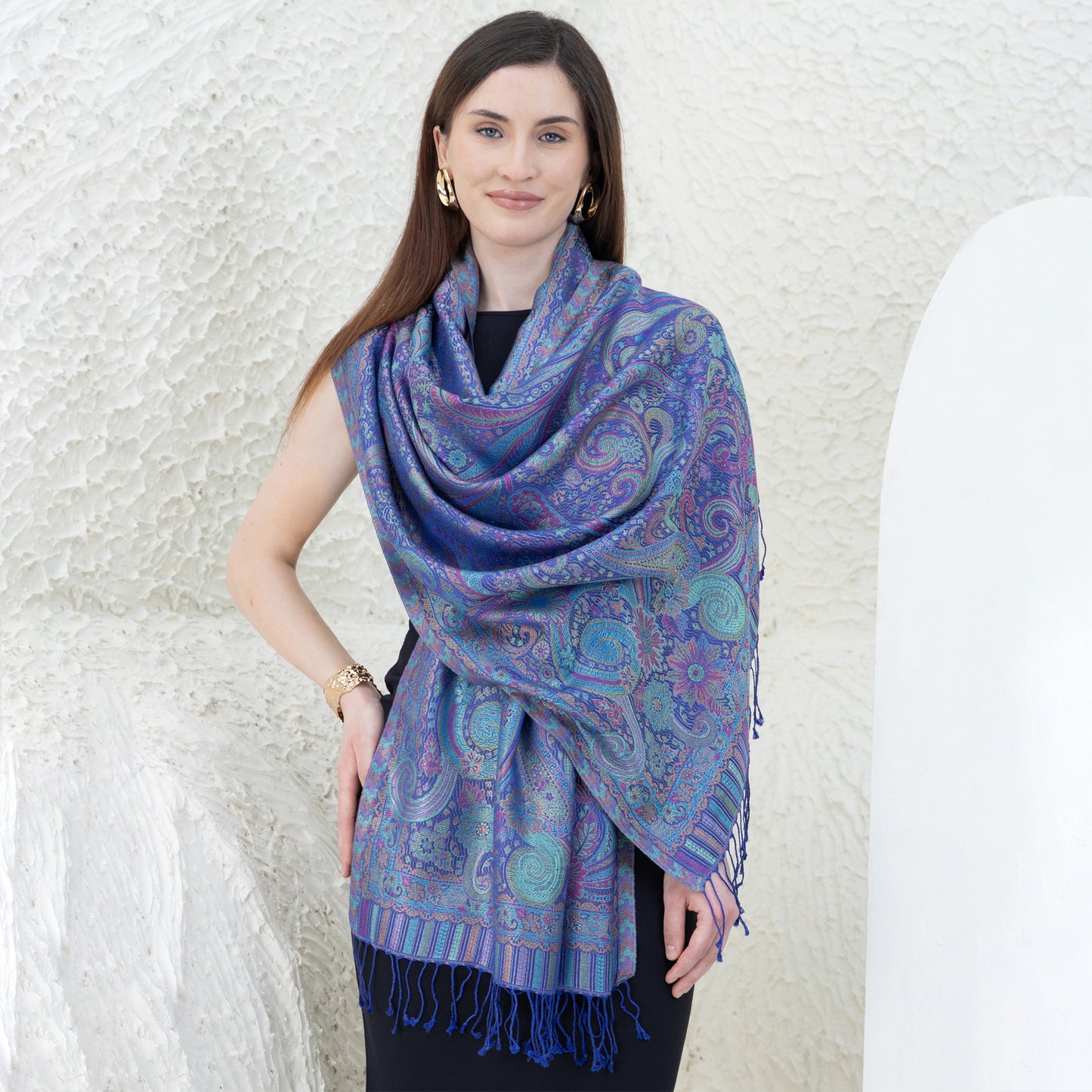 Violet Blue Pure Silk Shawl