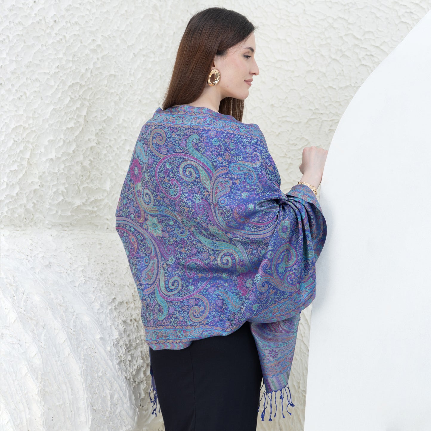 Violet Blue Pure Silk Shawl