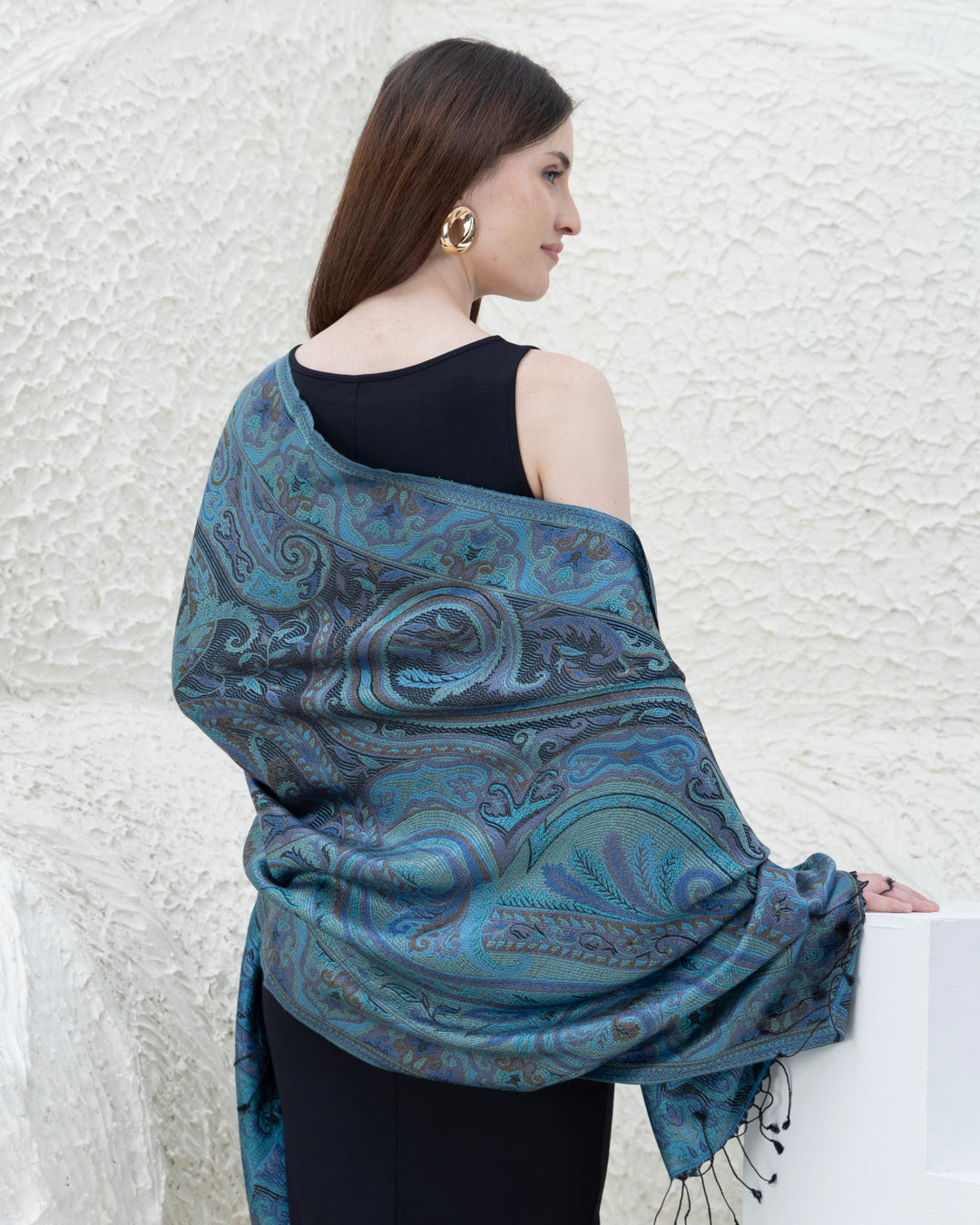 Jacaranda Teal Pure Silk Shawl