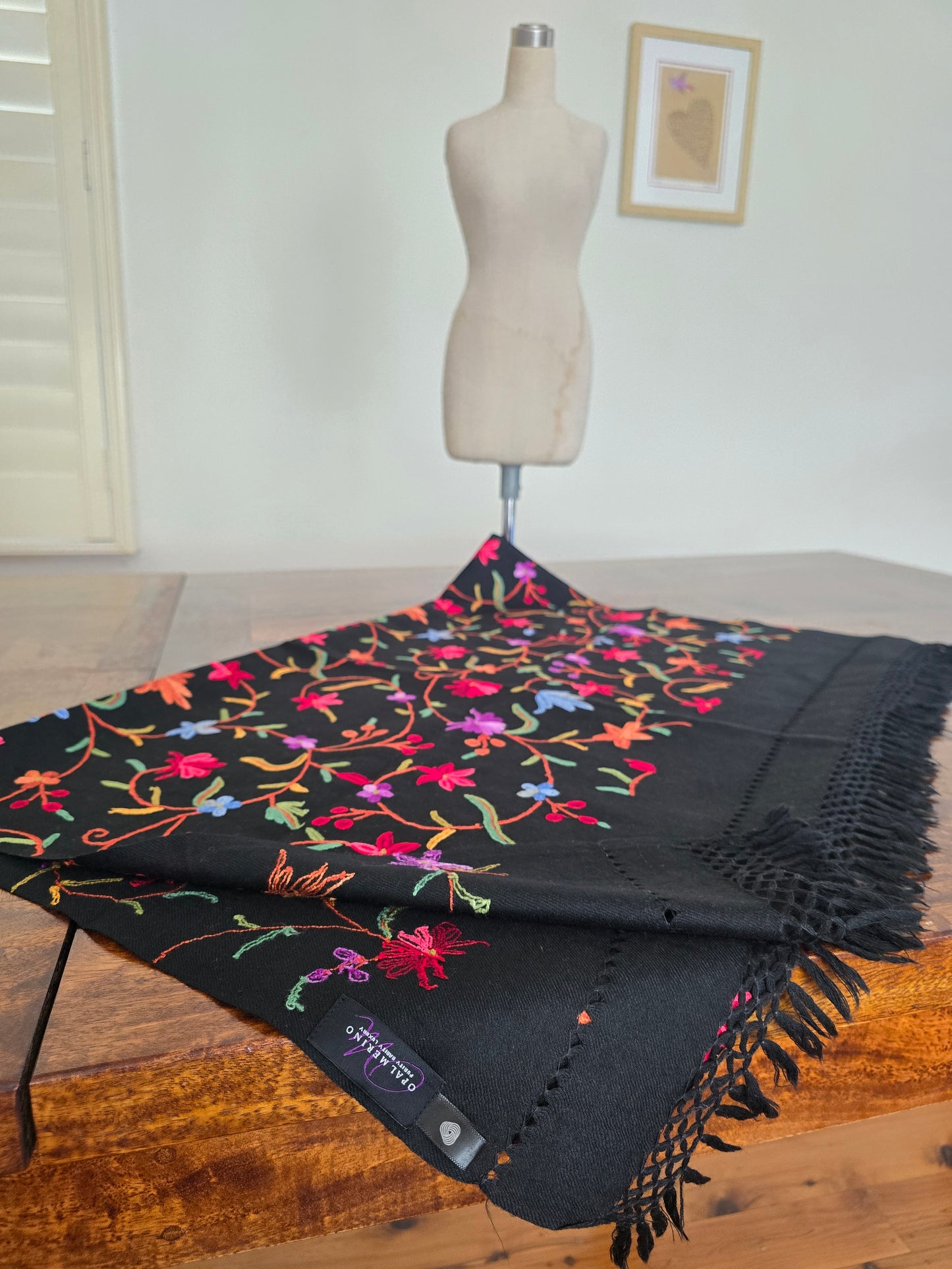 Black Kash Star Colourful Merino Wool Shawl